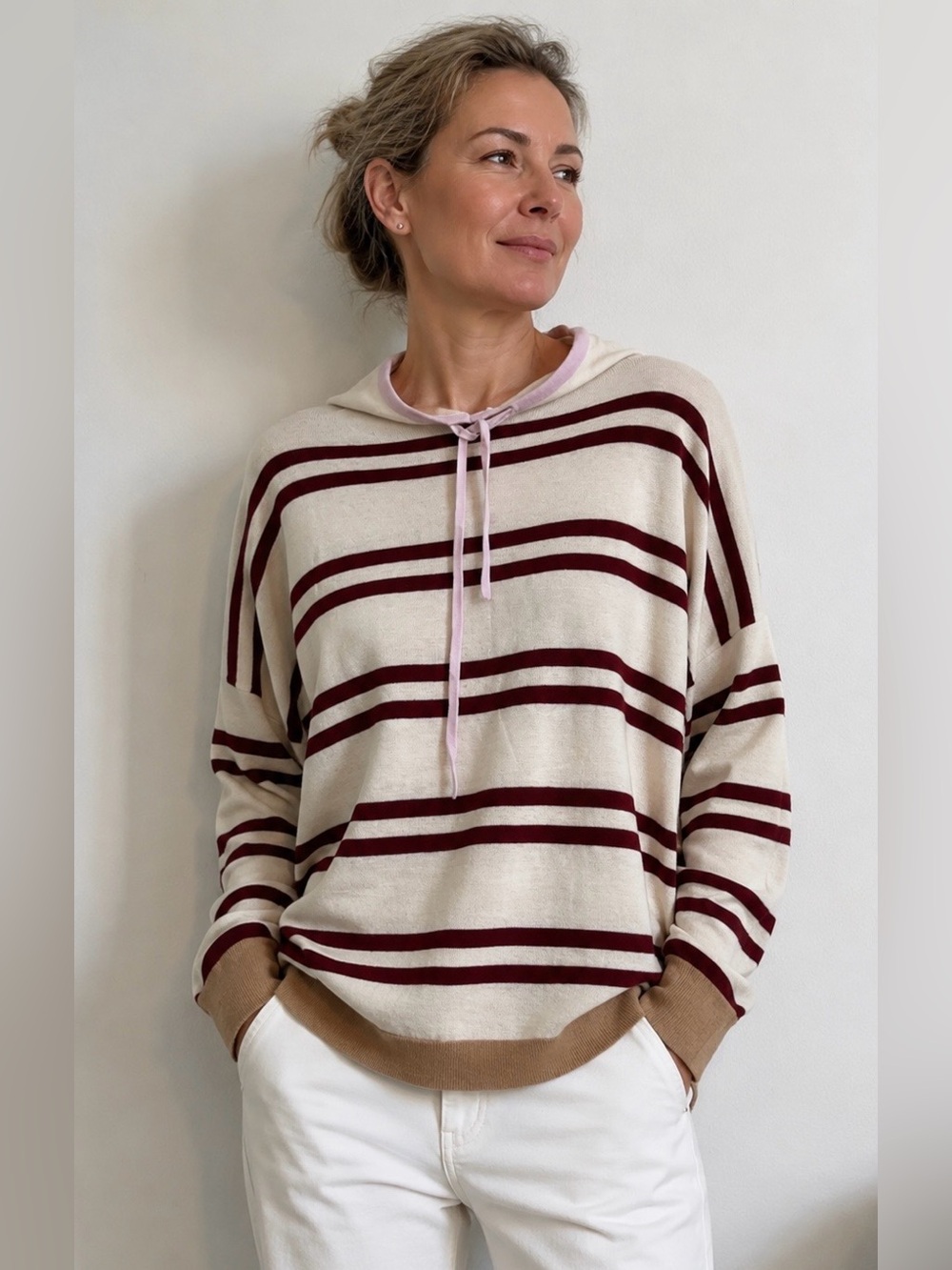 $138 NWT Lou & Grey Striped Hooded Sweater XL Soft Knit